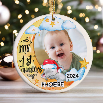 My First Christmas - Personalized Round Shaped Ceramic Ornament DSRSCOHLN2512T