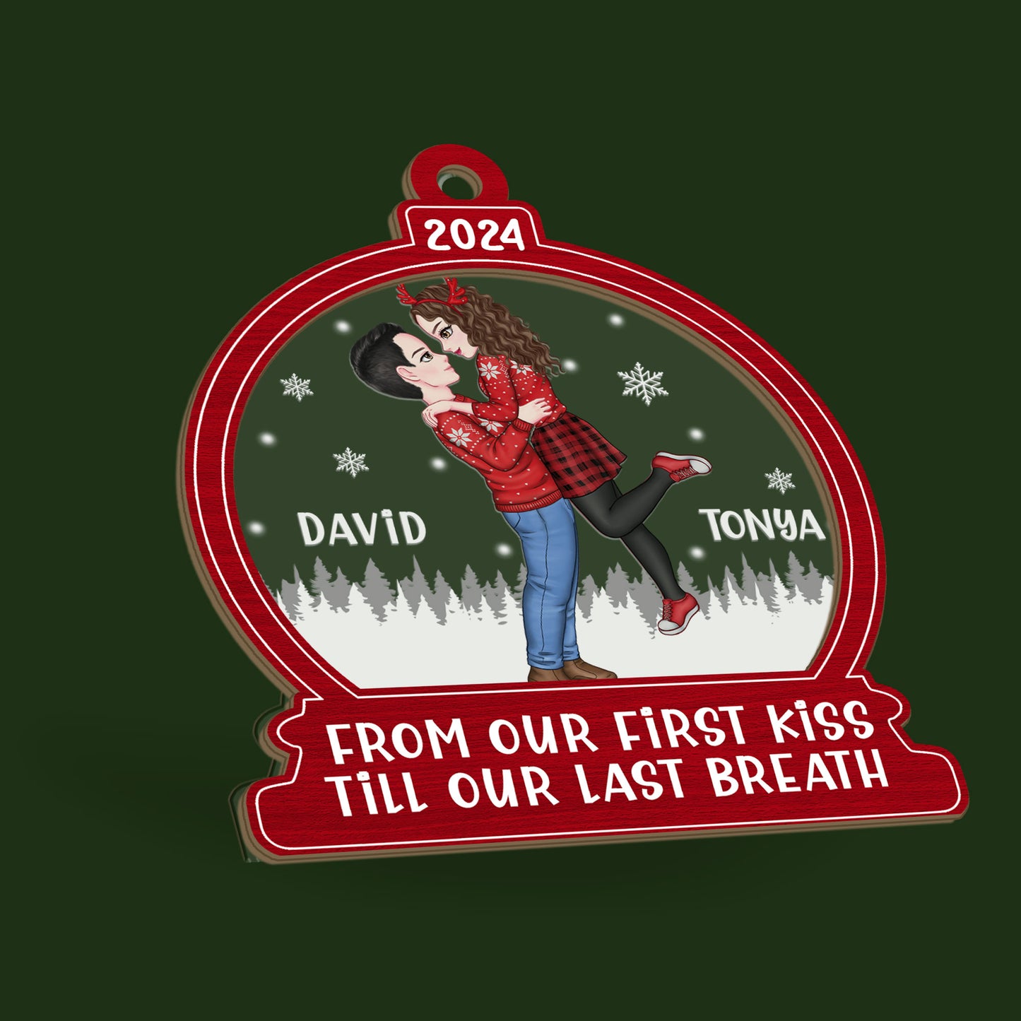 From Our First Kiss Till Our Last Breath - Personalized Wood & Acrylic Ornament DSWAOLEM1641M