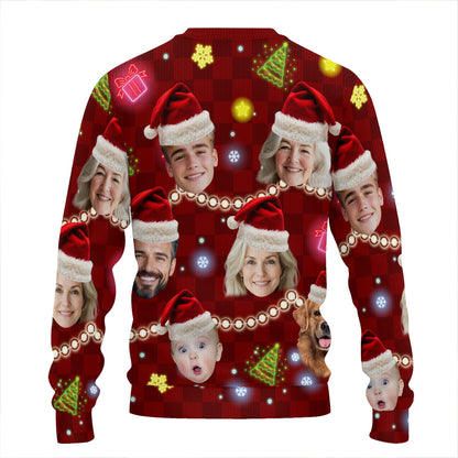 Face Family Photo Ugly Christmas | Personalized Wool Sweater DSWSWHLPA2342L