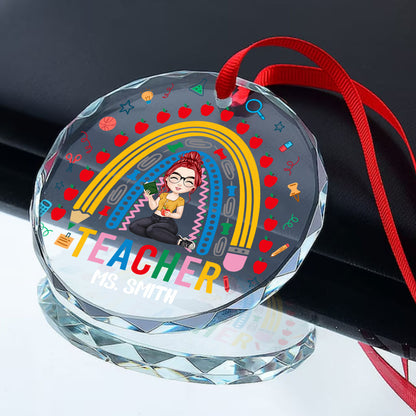 Teacher Rainbow - Personalized Custom Glass Ornament DSURGOPLN2477D