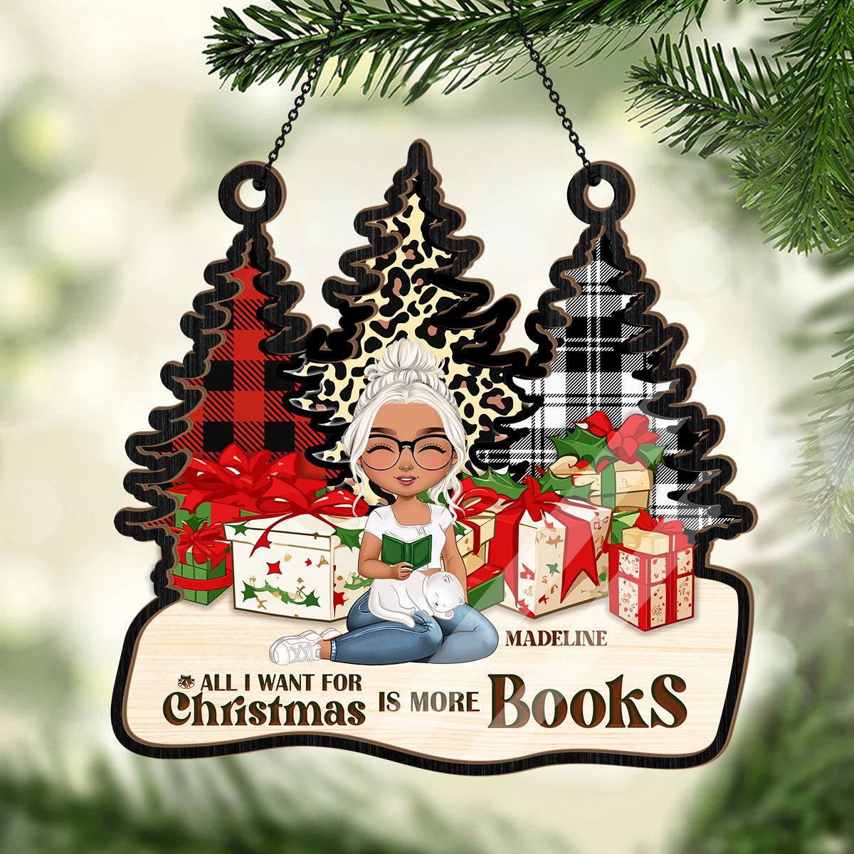 All I Want For Christmas Is More Books - Personalized Window Hanging Suncatcher DSWHSCLN1456D