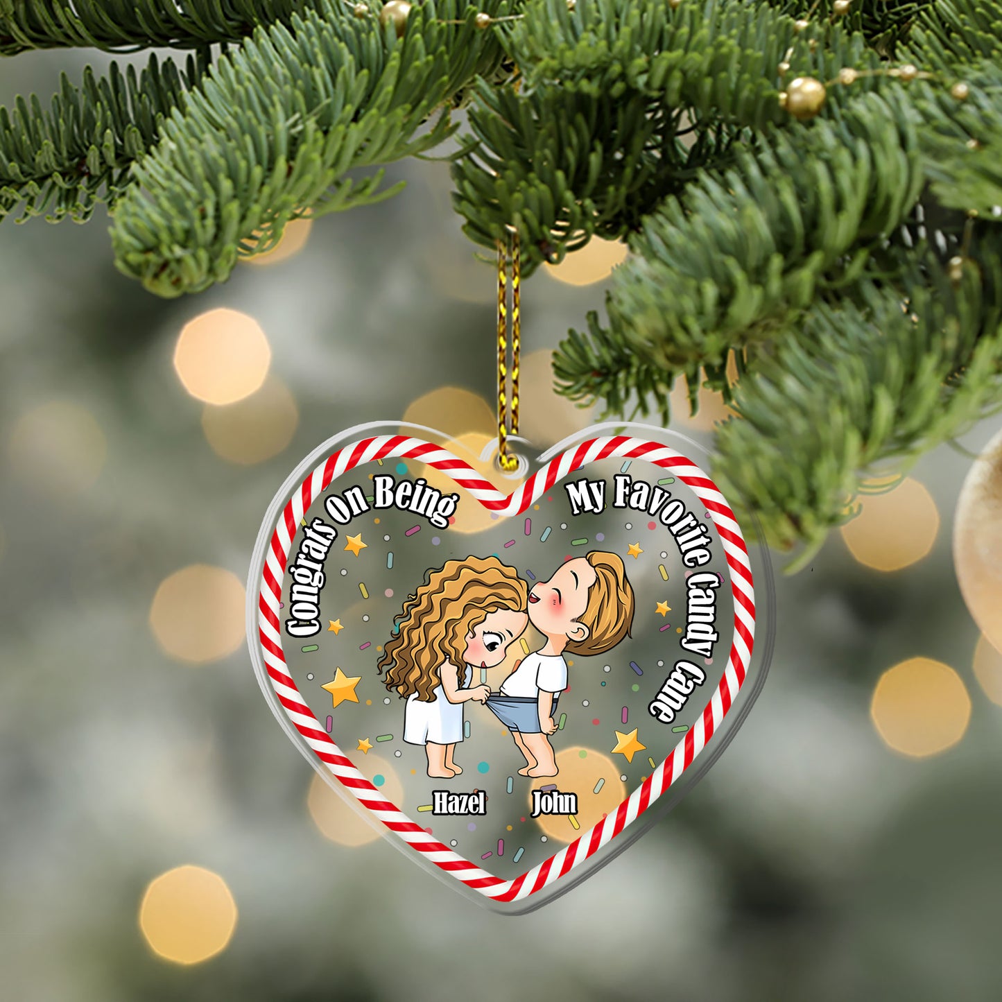 Funny Couple Congrats On Being My Favorite Candy Cane - Personalized 1-Side Acrylic Ornament DSACOLEH1583M