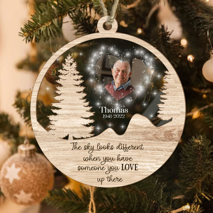 The Sky Looks Different Personalized Memorial - Personalized Wood & Acrylic Ornament DSWAOLEN1820L