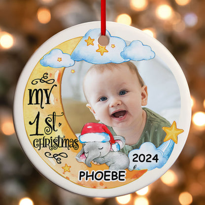 My First Christmas - Personalized Round Shaped Ceramic Ornament DSRSCOHLN2512T