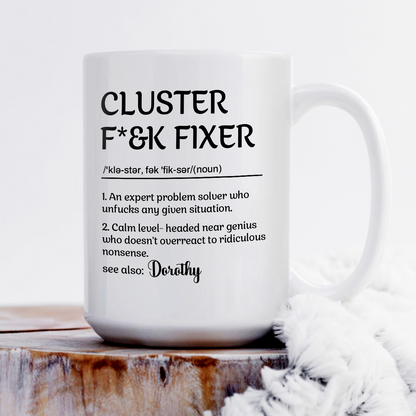 The Cool-Headed Cluster F*Ck Fixer Problem Solver - Personalized Mug Christmas Gift For Coworkers, Work Friends, Colleagues