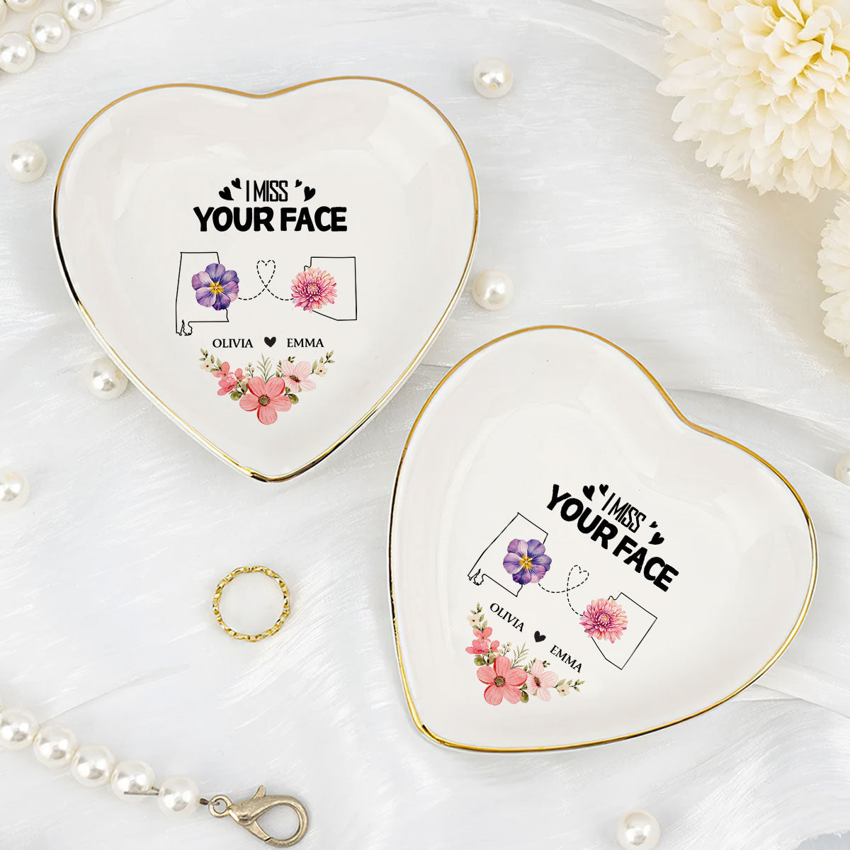 I Wish We Lived Closer - Personalized Heart Shaped Jewelry Dish DSSHSCRDHLPA2182L