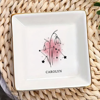 Flower Zodiac | Personalized Jewelry Dish DSJDHLPA1948M
