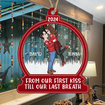 From Our First Kiss Till Our Last Breath - Personalized Wood & Acrylic Ornament DSWAOLEM1641M