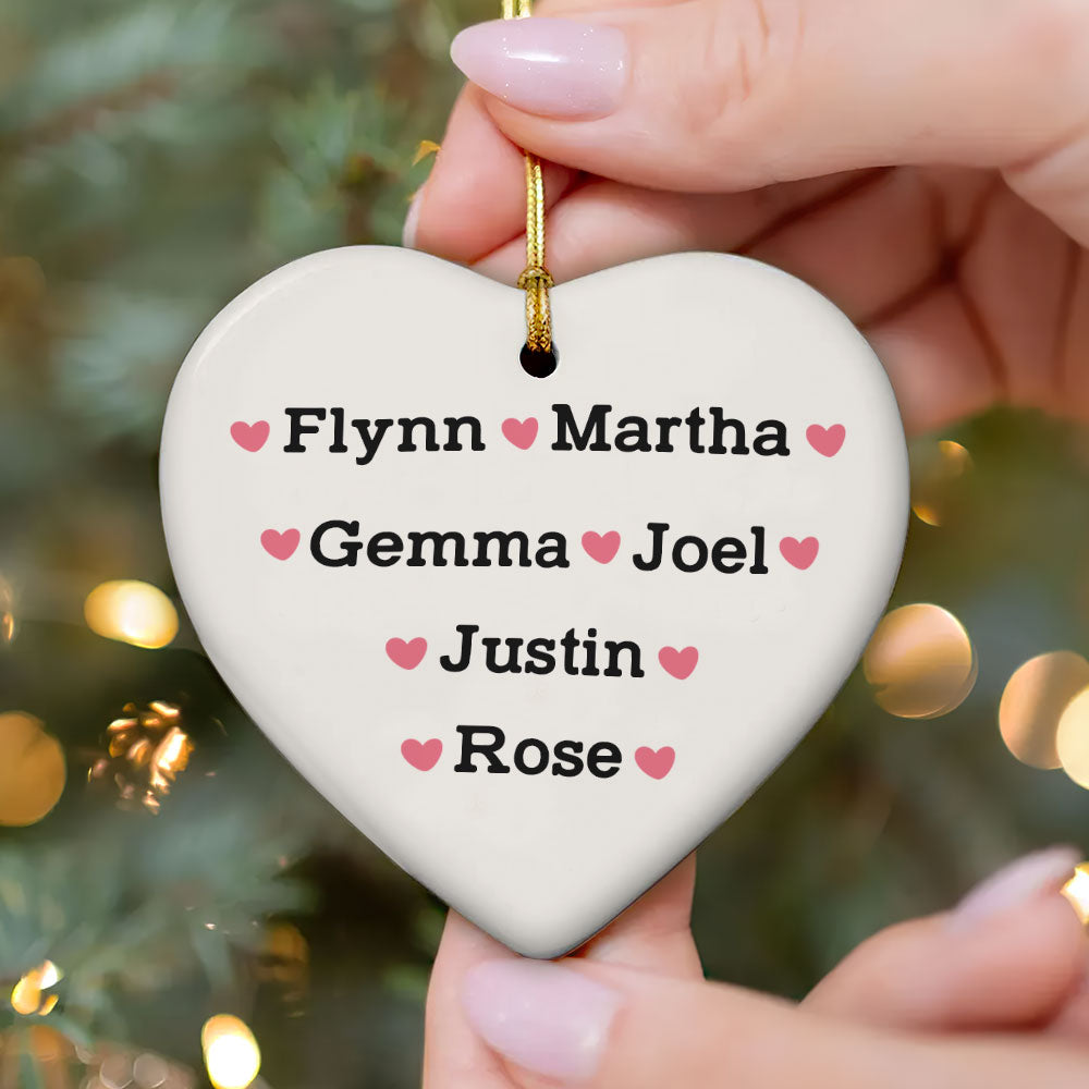 Long Distance Family Besties - Personalized Heart Shaped Ceramic Ornament DSHCOHLN2177T