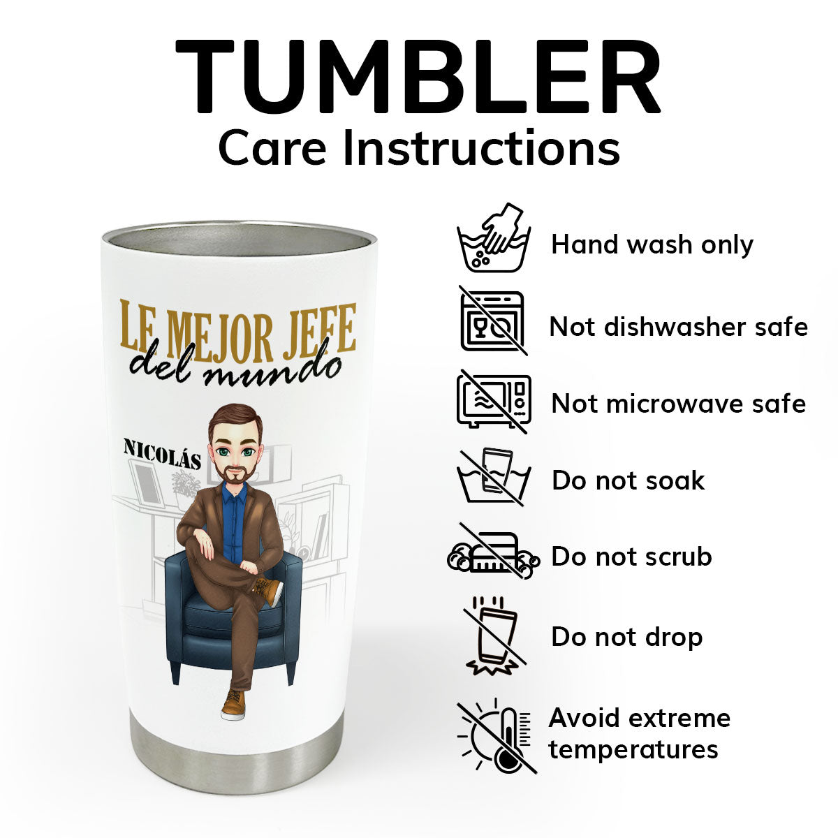 Mejor Jefe Del Mundo - Personalized Tumbler DSSSTDHA1550L