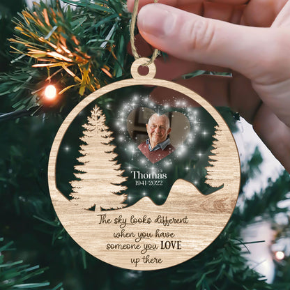 The Sky Looks Different Personalized Memorial - Personalized Wood & Acrylic Ornament DSWAOLEN1820L