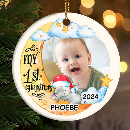 My First Christmas - Personalized Round Shaped Ceramic Ornament DSRSCOHLN2512T