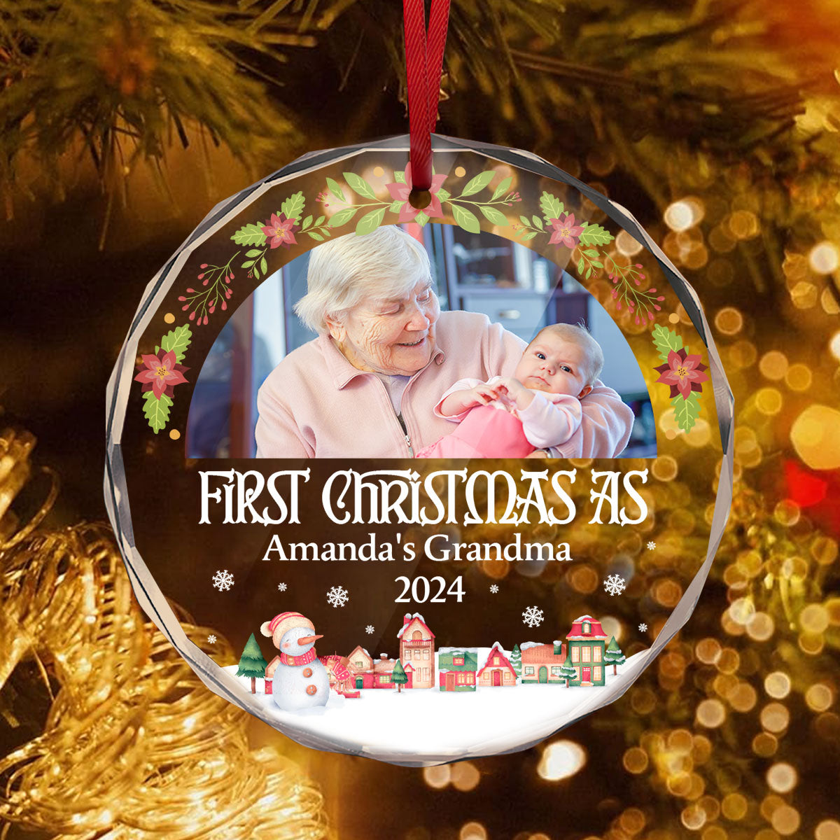 Custom Photo First Christmas As Grandma Grandpa - Personalized Custom Glass Ornament DSURGOPHLPA2037M