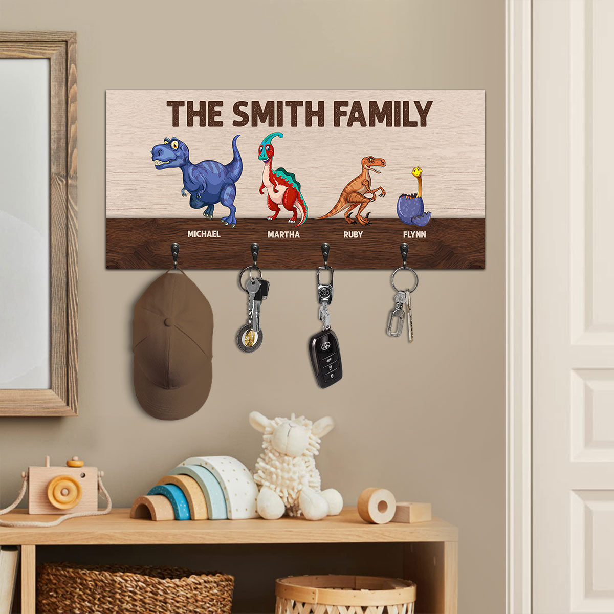 The Dinosaur Family - Personalized Key Holder DSUWKHCSDN1964TA