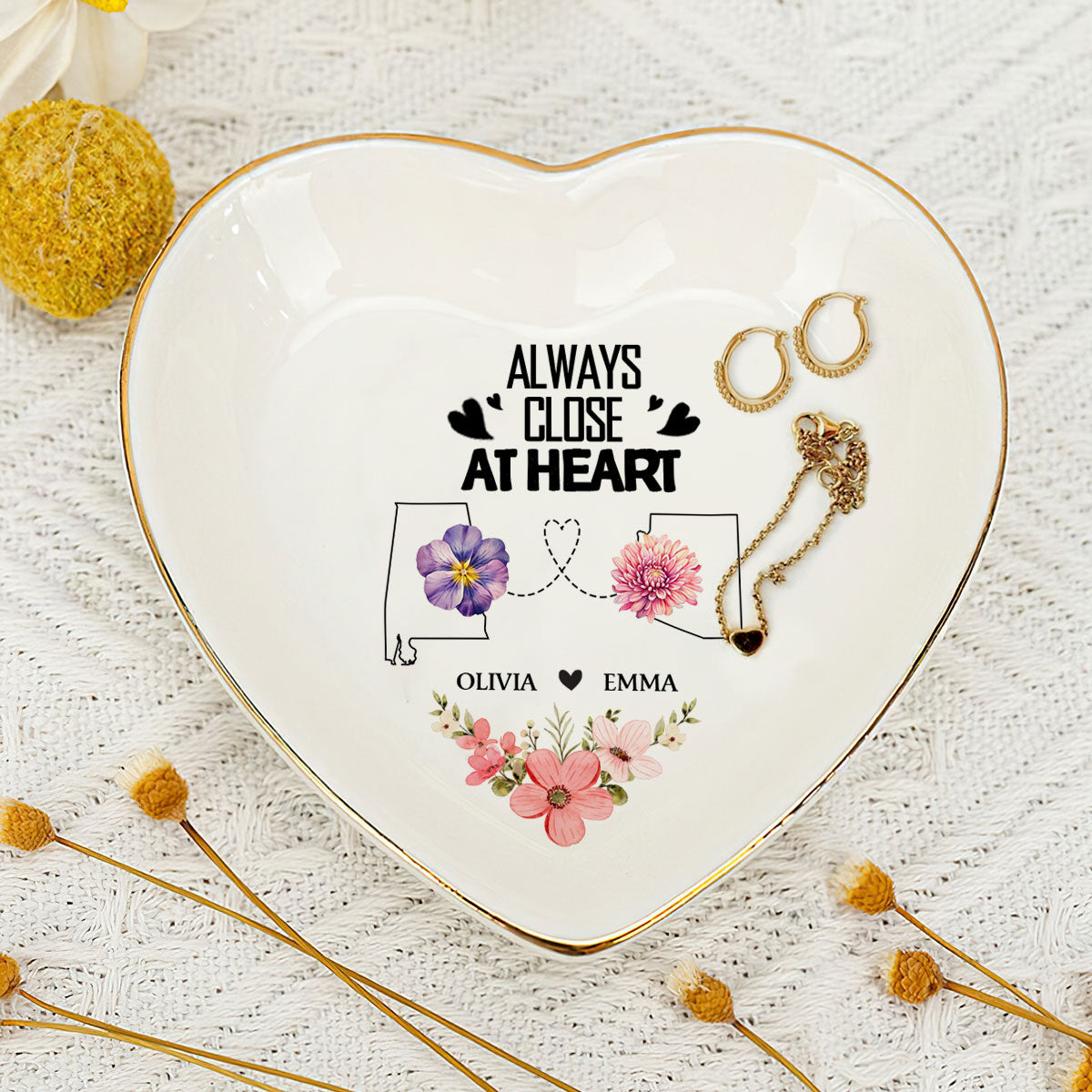 I Wish We Lived Closer - Personalized Heart Shaped Jewelry Dish DSSHSCRDHLPA2182L