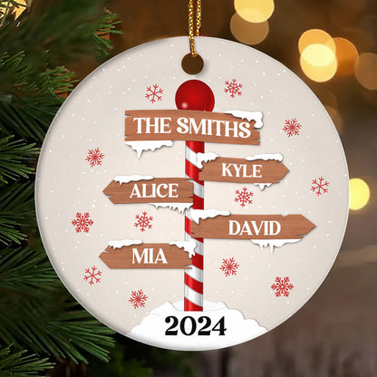 Family Christmas North Pole - Personalized Round Shaped Ceramic Ornament DSRSCOHLPA2586D