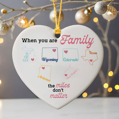 Long Distance Family Besties - Personalized Heart Shaped Ceramic Ornament DSHCOHLN2177T