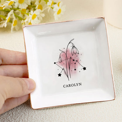 Flower Zodiac | Personalized Jewelry Dish DSJDHLPA1948M