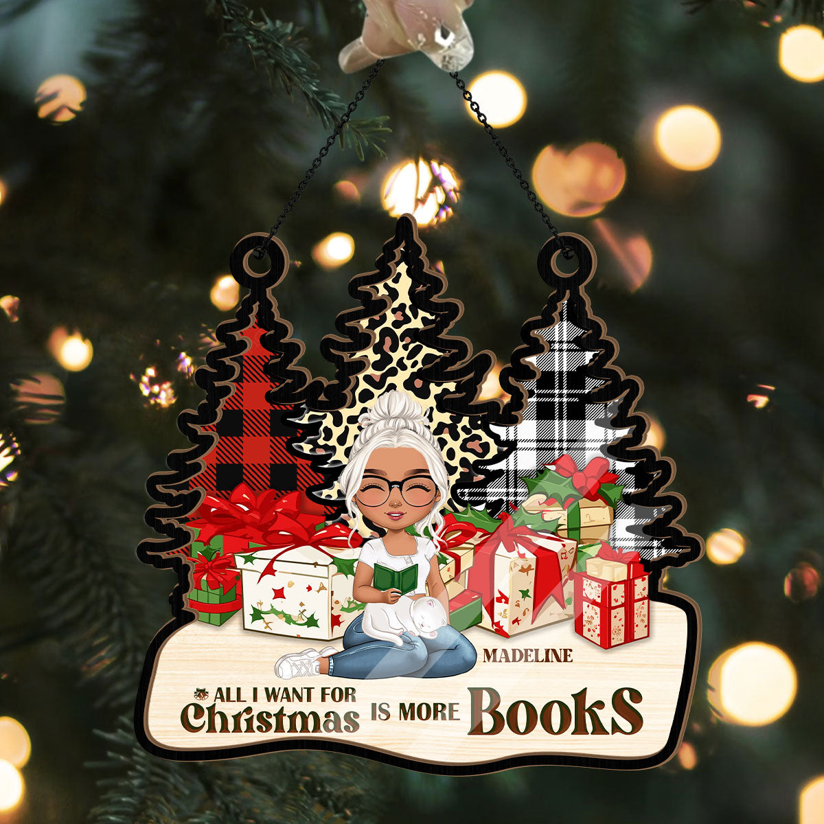 All I Want For Christmas Is More Books - Personalized Window Hanging Suncatcher DSWHSCLN1456D