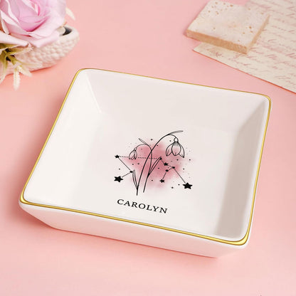 Flower Zodiac | Personalized Jewelry Dish DSJDHLPA1948M