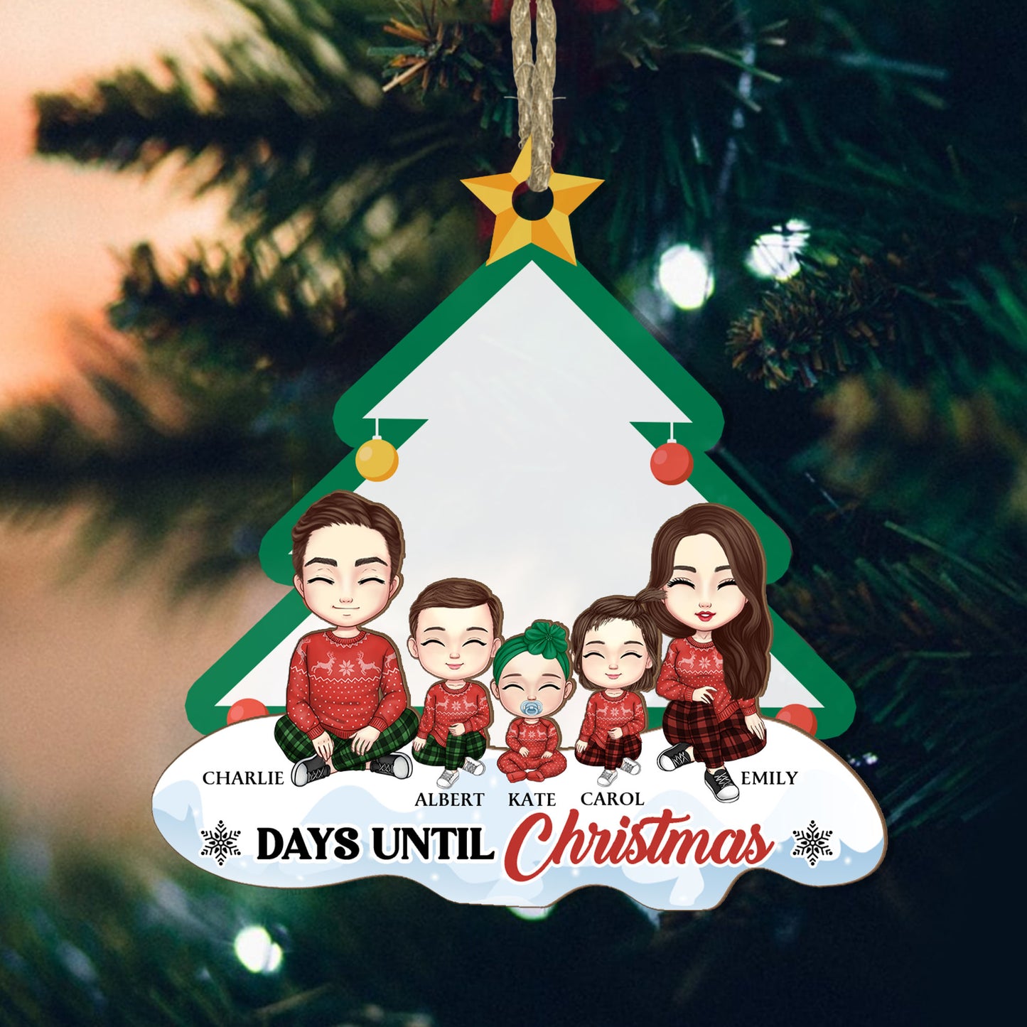 Family Countdown To Christmas - Personalized Wood & Acrylic Ornament DSWAODPA2193D