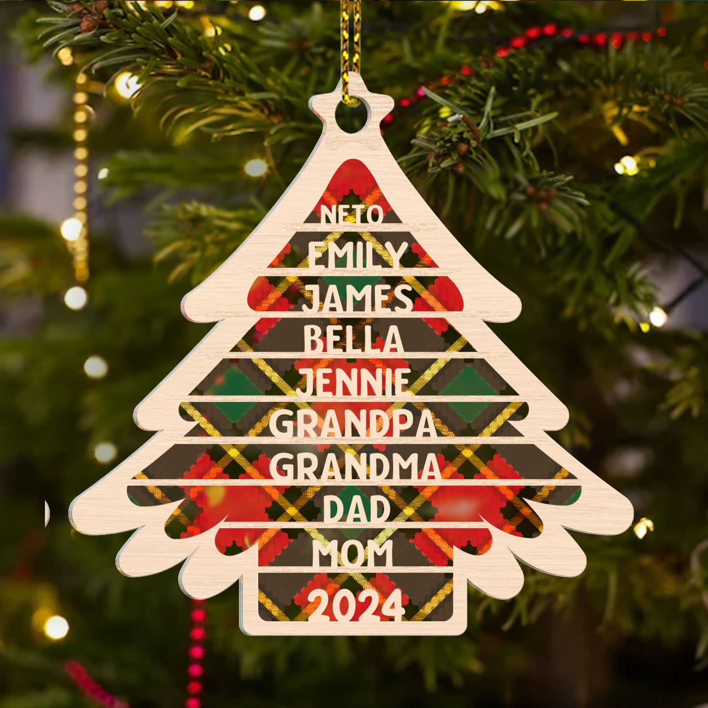 Family Name Christmas Tree - Personalized 1-Side Acrylic Ornament DSACOHLPA2045L