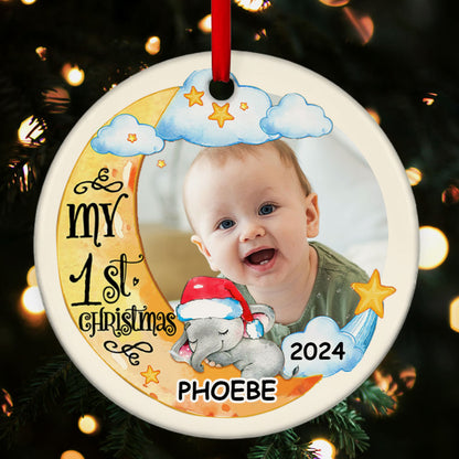 My First Christmas - Personalized Round Shaped Ceramic Ornament DSRSCOHLN2512T