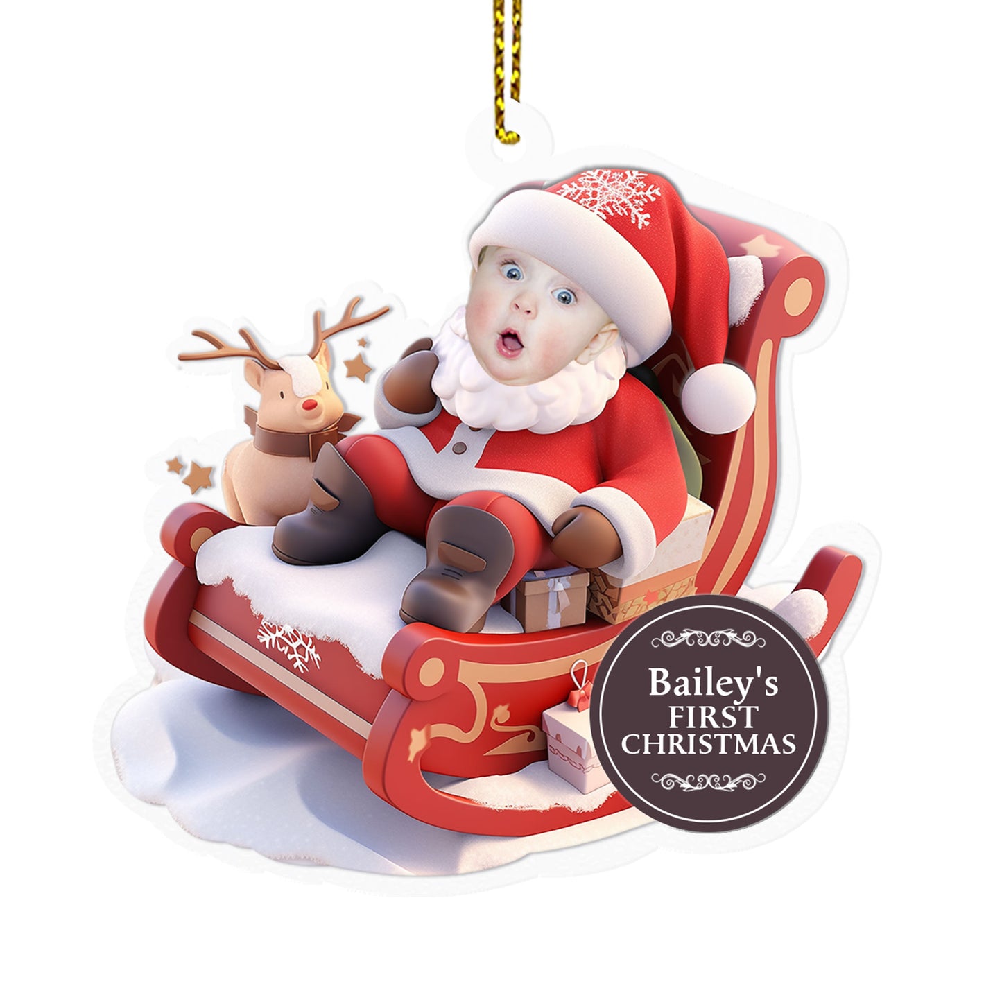 Baby First Christmas Red Sleigh - Personalized 1-Side Acrylic Ornament DSACOHLPA1686TA