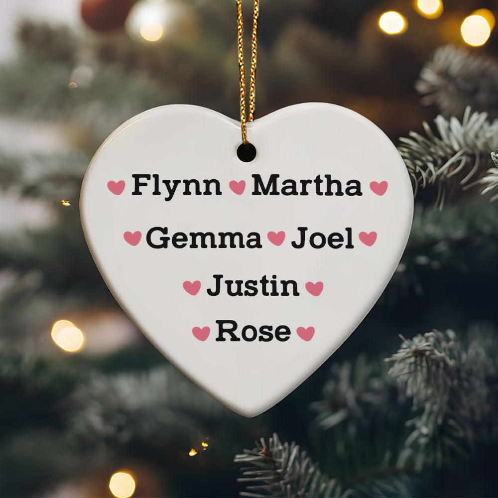 Long Distance Family Besties - Personalized Heart Shaped Ceramic Ornament DSHCOHLN2177T