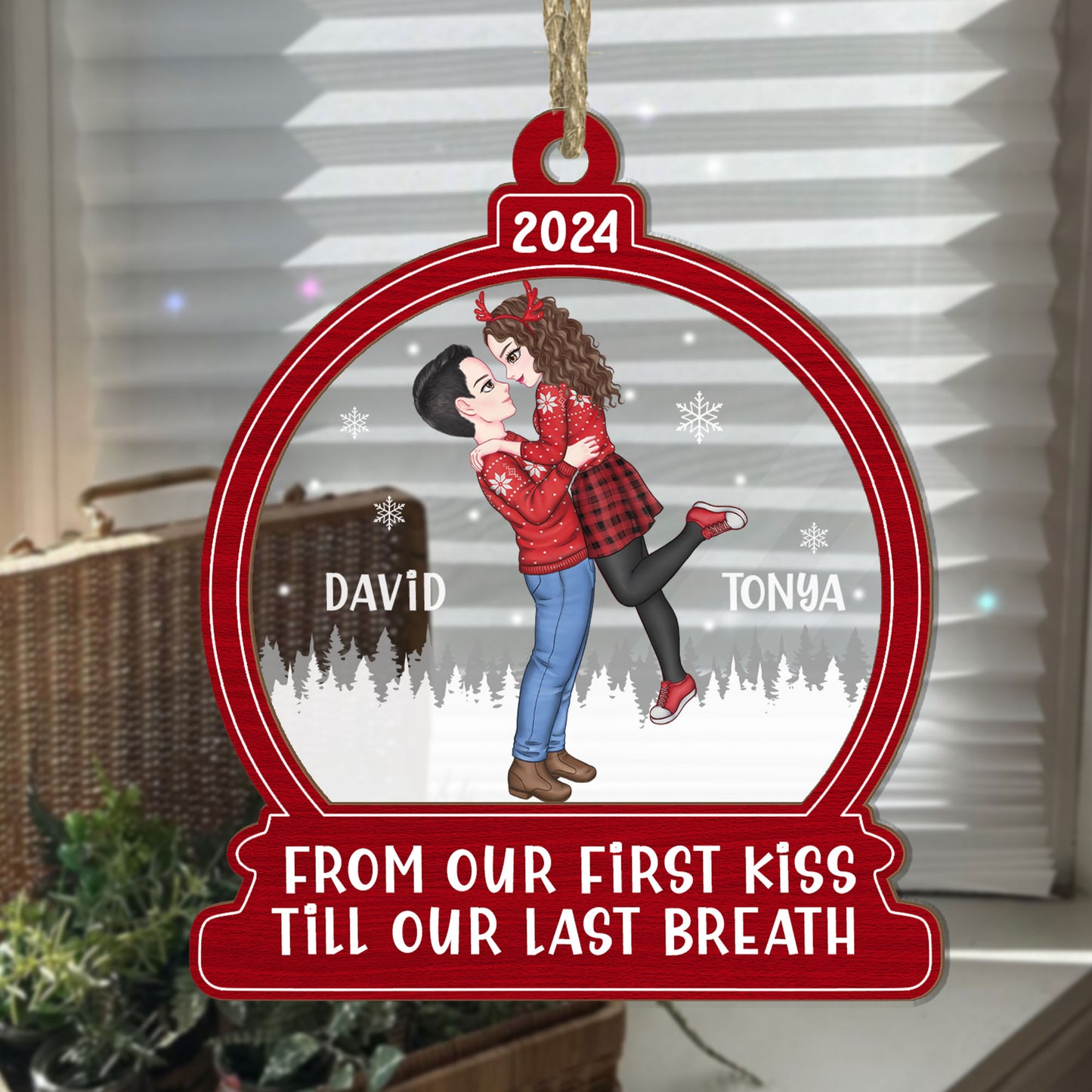 From Our First Kiss Till Our Last Breath - Personalized Wood & Acrylic Ornament DSWAOLEM1641M