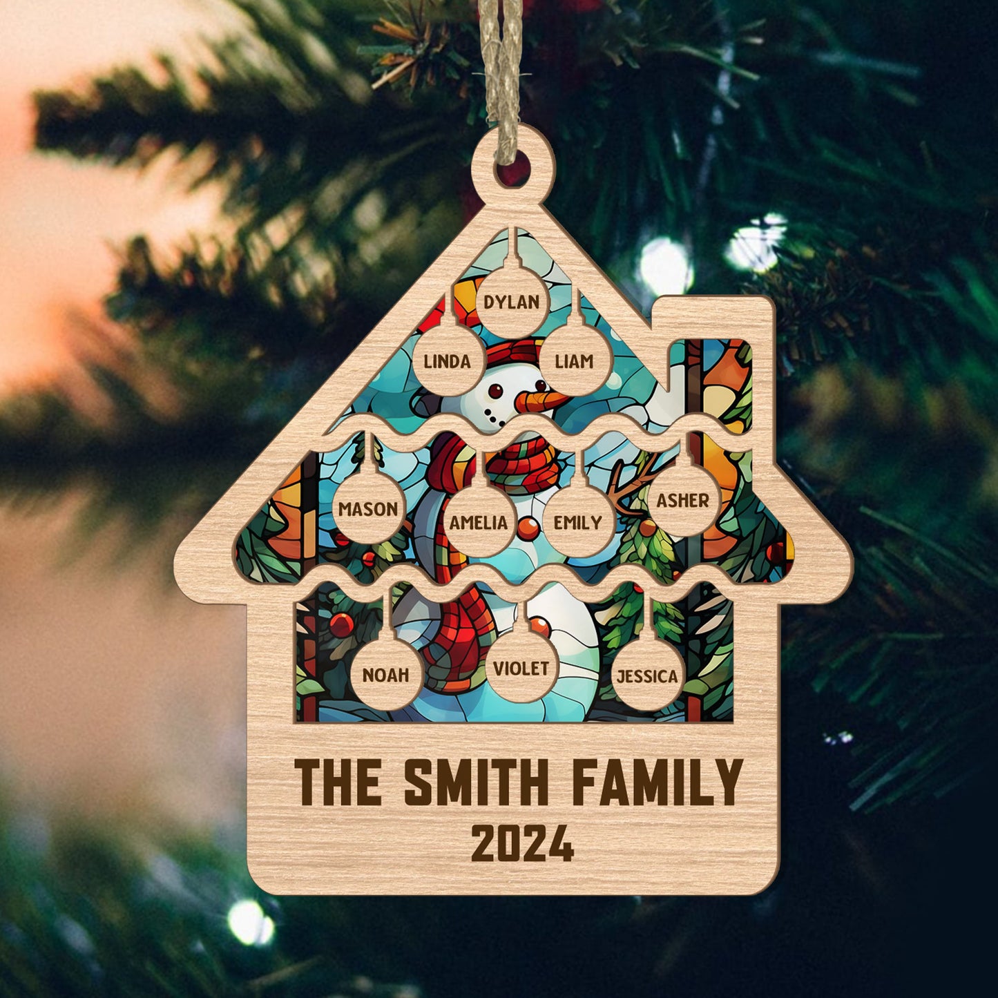 Tree Family Christmas - Personalized Wood & Acrylic Ornament DSWAOHLPA2001D