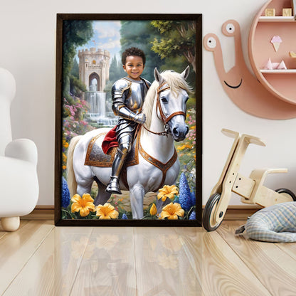 Little Knight Riding Horse - Personalized Poster DSPTDHA1300M