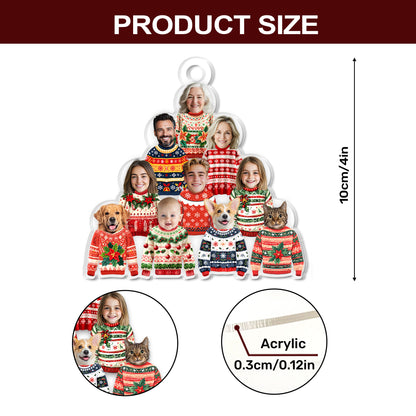 Family In Christmas Ugly Sweater - Personalized 1-Side Acrylic Ornament DSACOHLN2304M