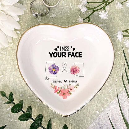 I Wish We Lived Closer - Personalized Heart Shaped Jewelry Dish DSSHSCRDHLPA2182L