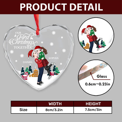 Our First Christmas Together - Personalized Heart Shaped Glass Ornament DSHGONNPA2143M