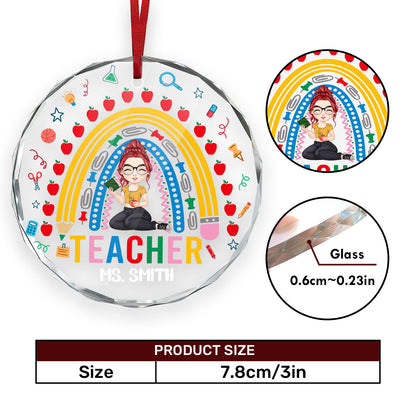 Teacher Rainbow - Personalized Custom Glass Ornament DSURGOPLN2477D