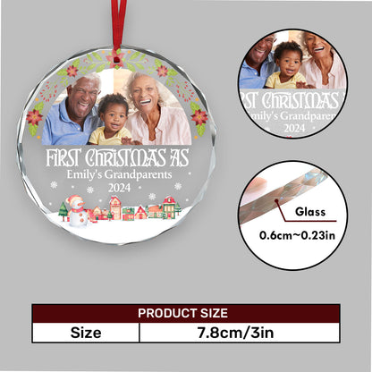 Custom Photo First Christmas As Grandma Grandpa - Personalized Custom Glass Ornament DSURGOPHLPA2037M