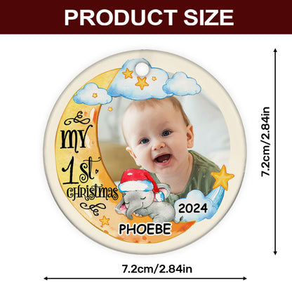 My First Christmas - Personalized Round Shaped Ceramic Ornament DSRSCOHLN2512T