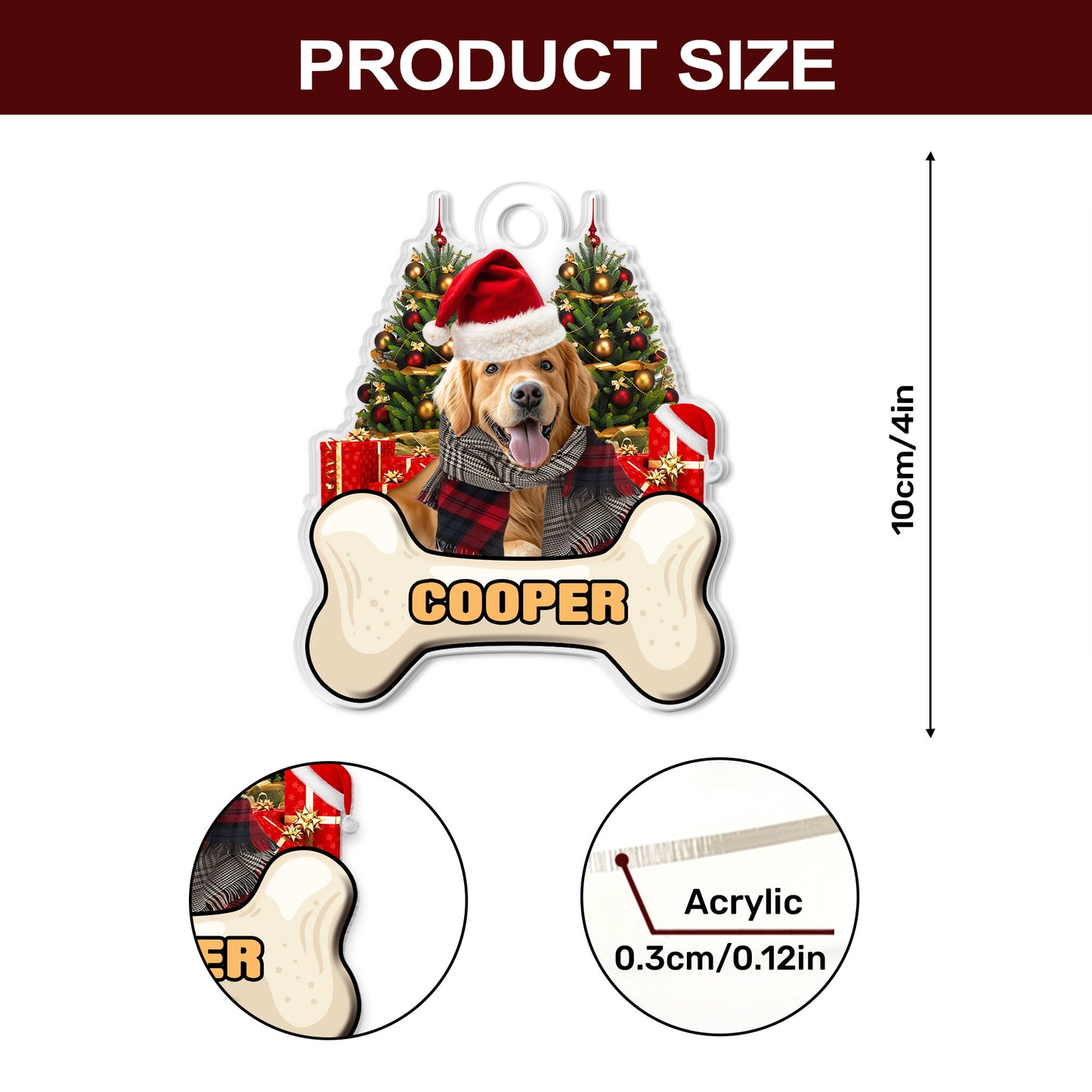 Merry Christmas Dog Photo Upload - Personalized 1-Side Acrylic Ornament DSACODPA2300TA