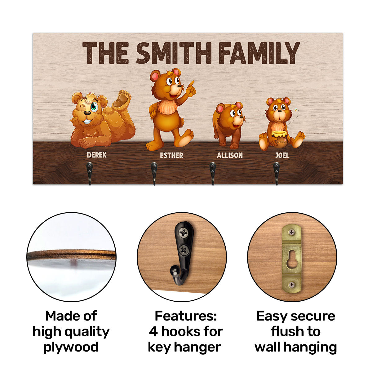 The Bear Family - Personalized Key Holder DSUWKHCSDN1957L