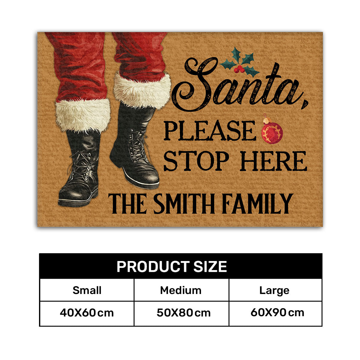 Santa, Please Stop Here - Personalized Doormat DSDMHLN2515T