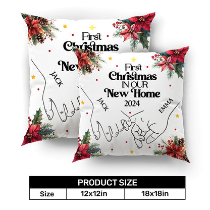 Holding Hands First Christmas Couple - Personalized Crystal Velvet Pillow DSPILWHLPA2081L