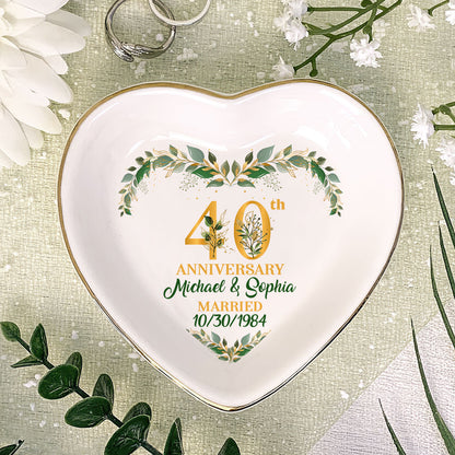 Wedding Anniversary - Personalized Heart Shaped Jewelry Dish DSSHSCRDHLN2423L